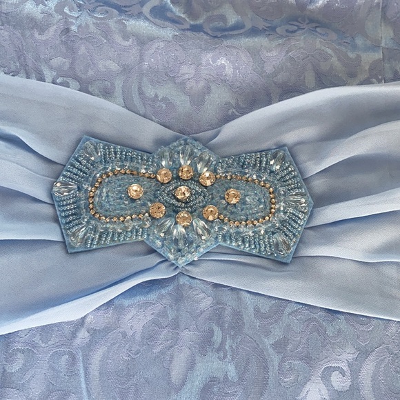 NWT Floryday Size L Blue Dress With Beautiful Waist Jewels No Fabric/Care Tag - Picture 10 of 13